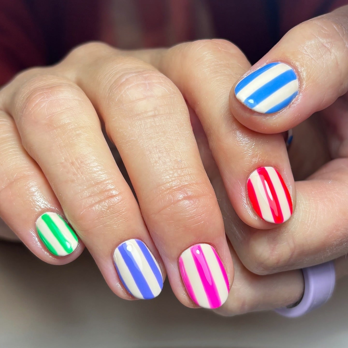 Bold Vertical Stripes Short Square Nails Bold Vertical Stripes Short Square Nails — Preppy Nails
