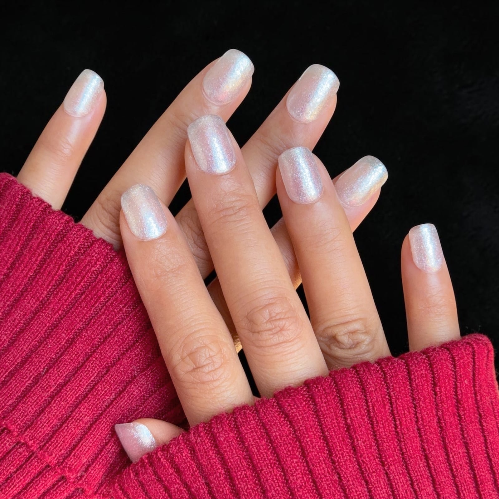 Iridescent Shimmer Short Square Nails, Full Cover Iridescent Shimmer Short Square Nails, Full Cover — Press On Nails