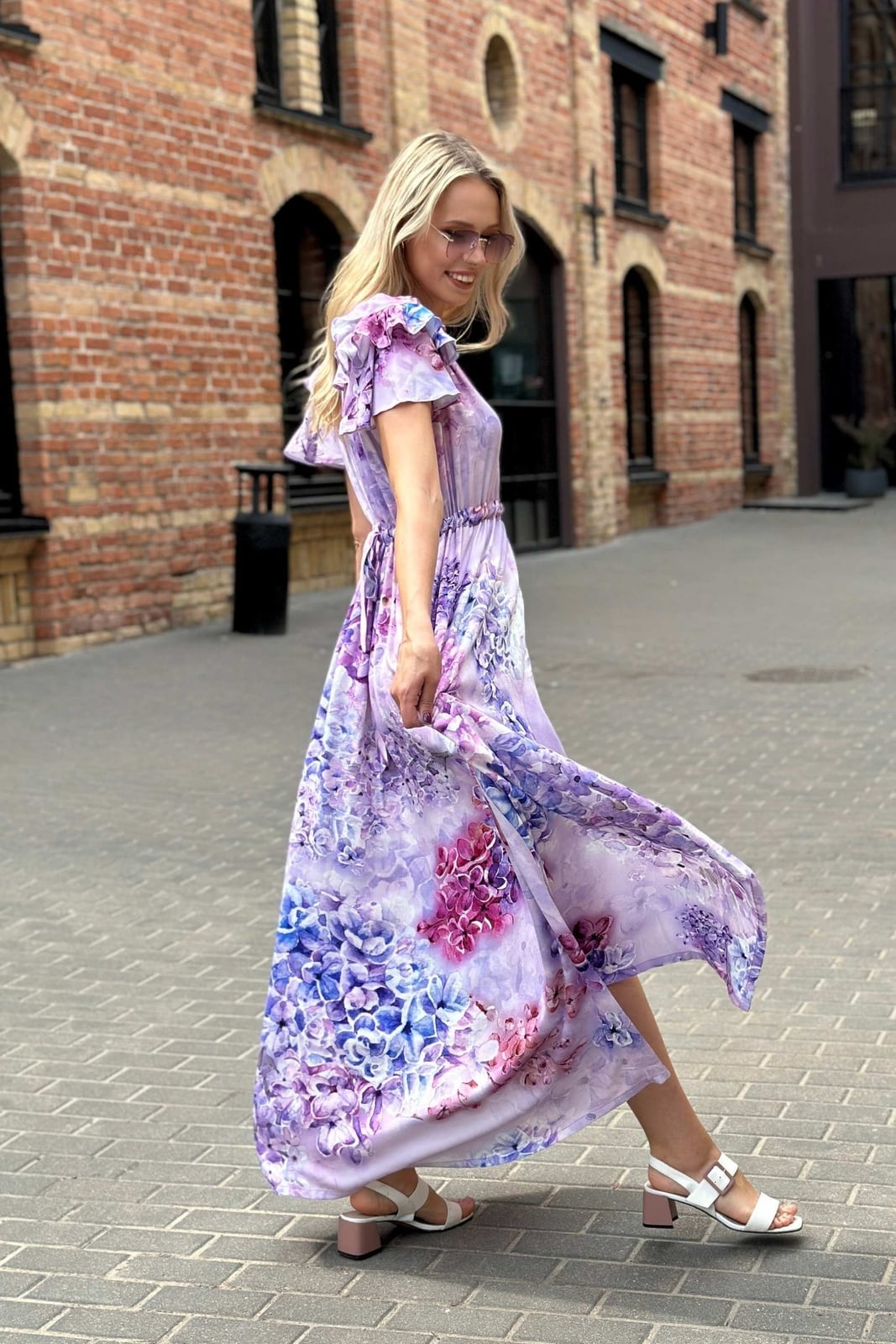Flowy Purple Floral Print Maxi Dress Flowy Purple Floral Print Maxi Dress — Purple Dress