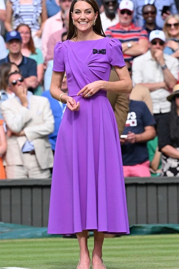 Bright Purple Wrap Midi Dress with Puffed Sleeves Bright Purple Wrap Midi Dress with Puffed Sleeves — Purple Dress
