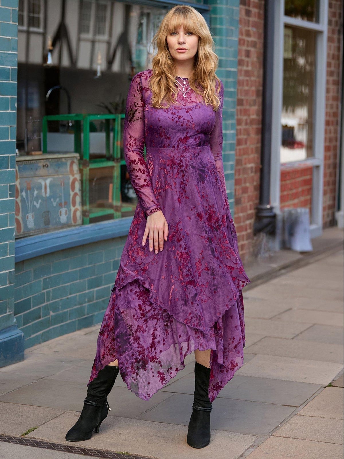 Deep Purple Velvet Dress with Asymmetric Hem Deep Purple Velvet Dress with Asymmetric Hem — Purple Dress