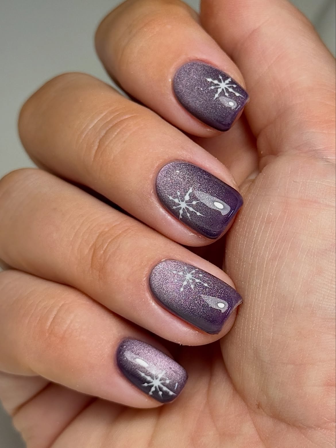 Purple Ombre Snowflake Glitter Nails