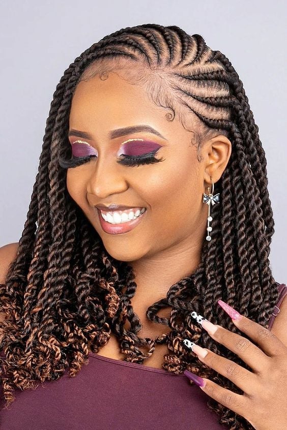 Dark Brown Spiral Braids With Highlights Dark Brown Spiral Braids With Highlights — Quick Braids Hairstyle