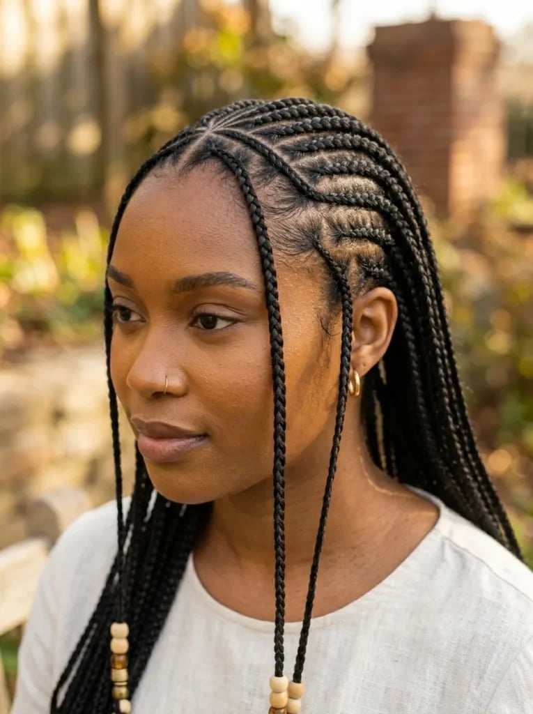 Black Box Braids With Wooden Beads Black Box Braids With Wooden Beads — Quick Braids Hairstyle