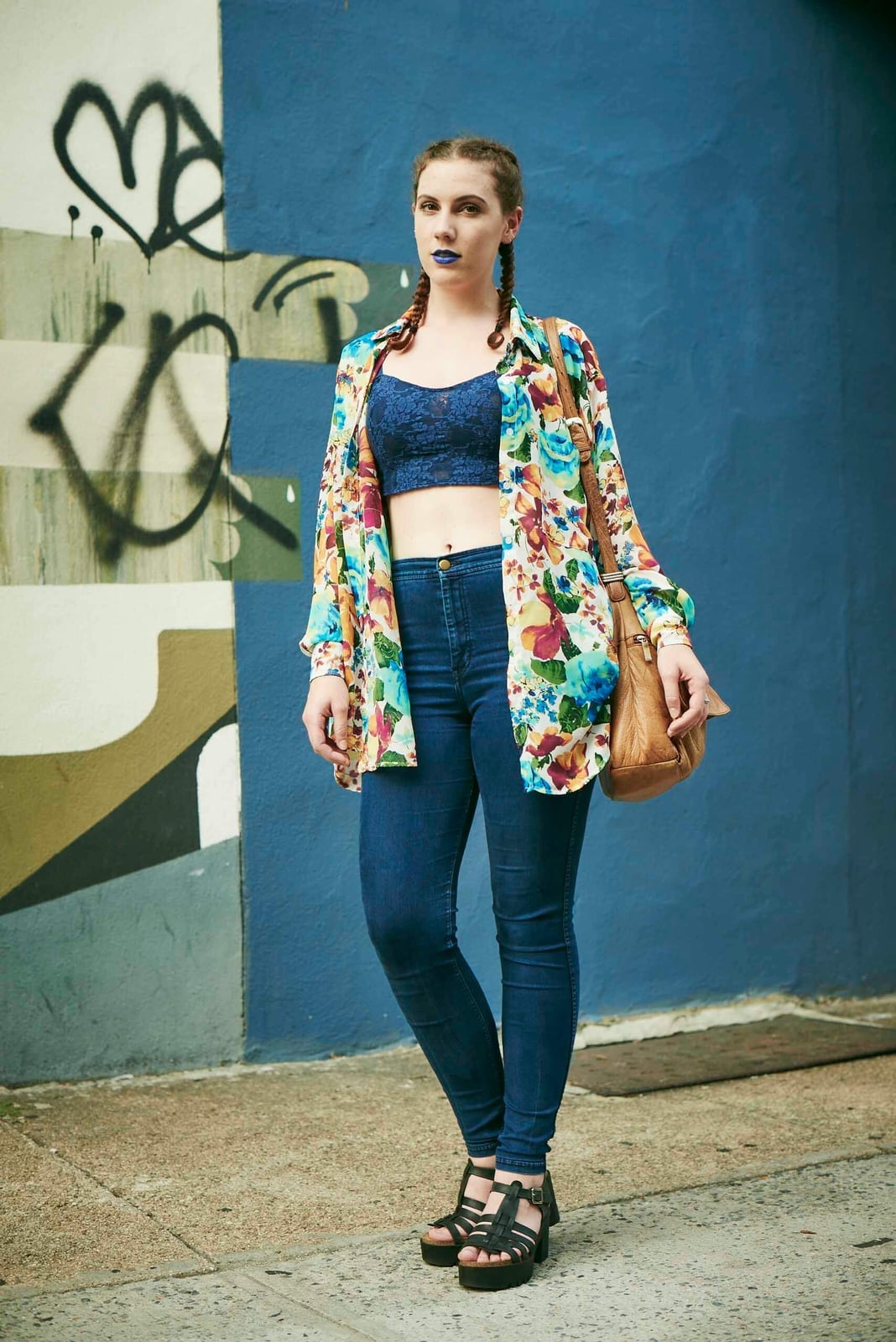 Floral Chiffon Shirt Over Lace Bralette Floral Chiffon Shirt Over Lace Bralette — Retro Outfits