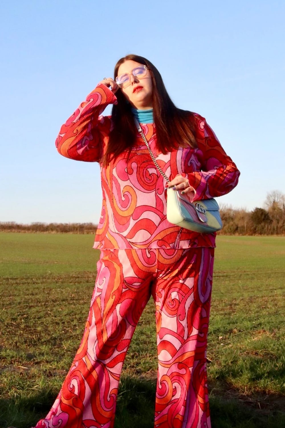 Psychedelic Print Matching Set With Turtleneck Psychedelic Print Matching Set With Turtleneck — Retro Outfits