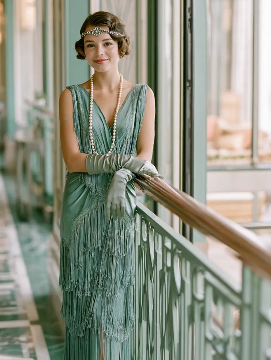 Beaded Flapper Dress With Fringe Detail Beaded Flapper Dress With Fringe Detail — Retro Outfits