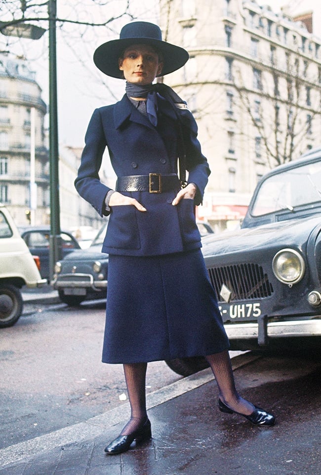 1970s navy suit with wide belt 1970s navy suit with wide belt — Retro Style