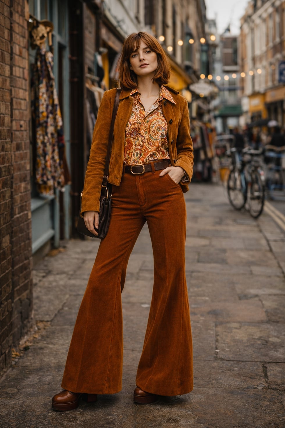 Rust corduroy suit with paisley shirt Rust corduroy suit with paisley shirt — Retro Style