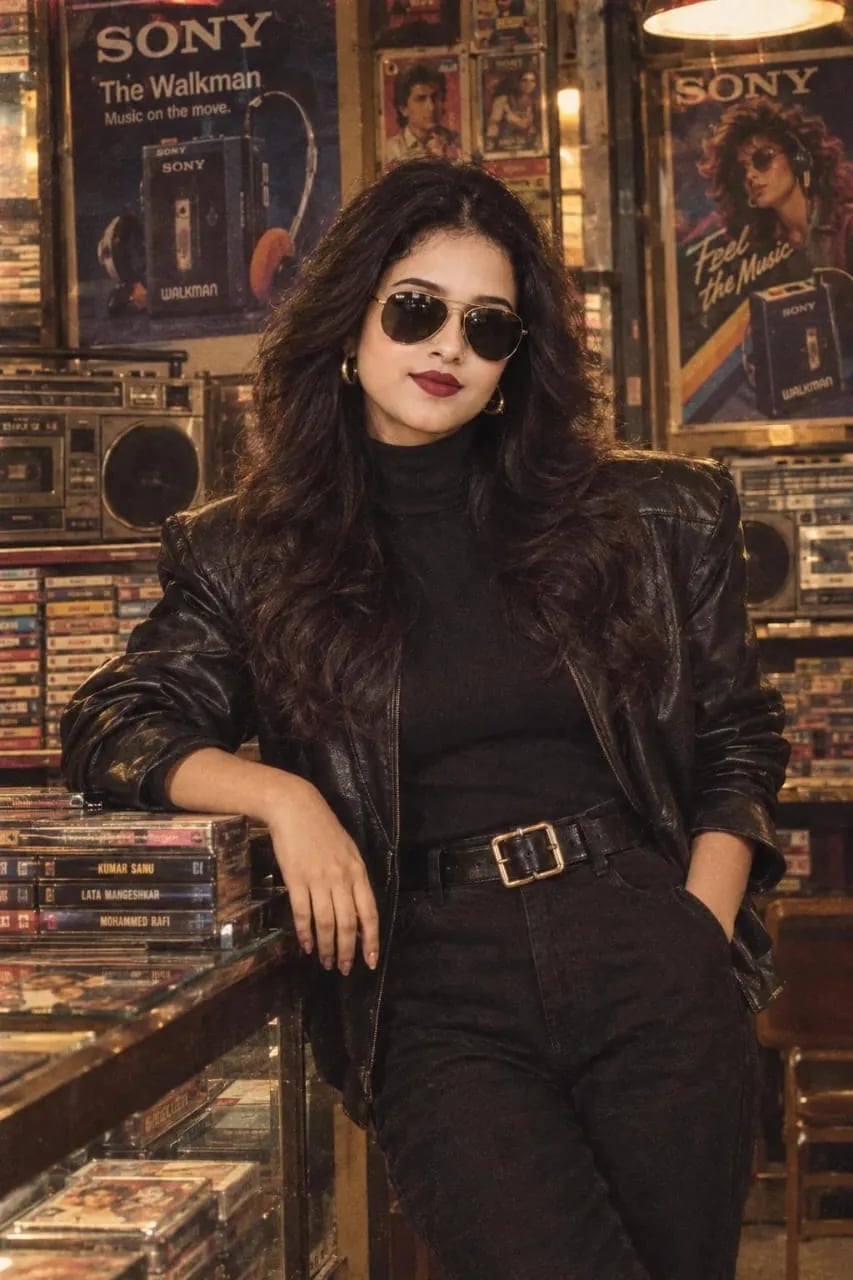 Oversized leather jacket and black turtleneck Oversized leather jacket and black turtleneck — Retro Style