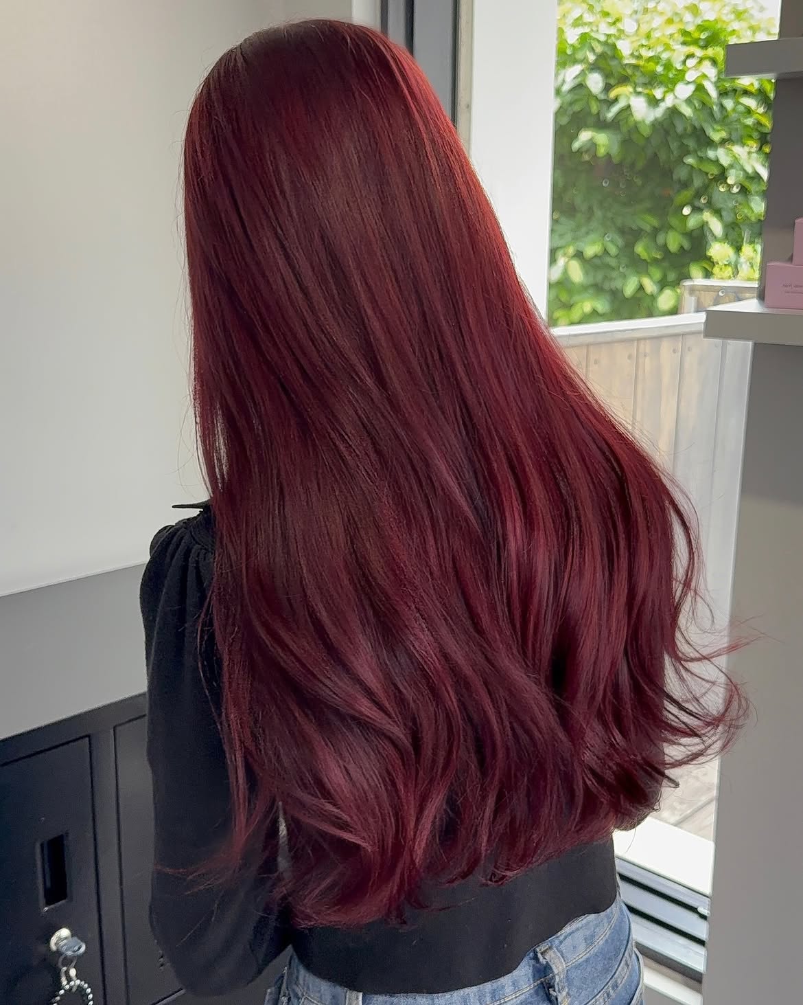 Rich Burgundy Long Layers With Soft Waves