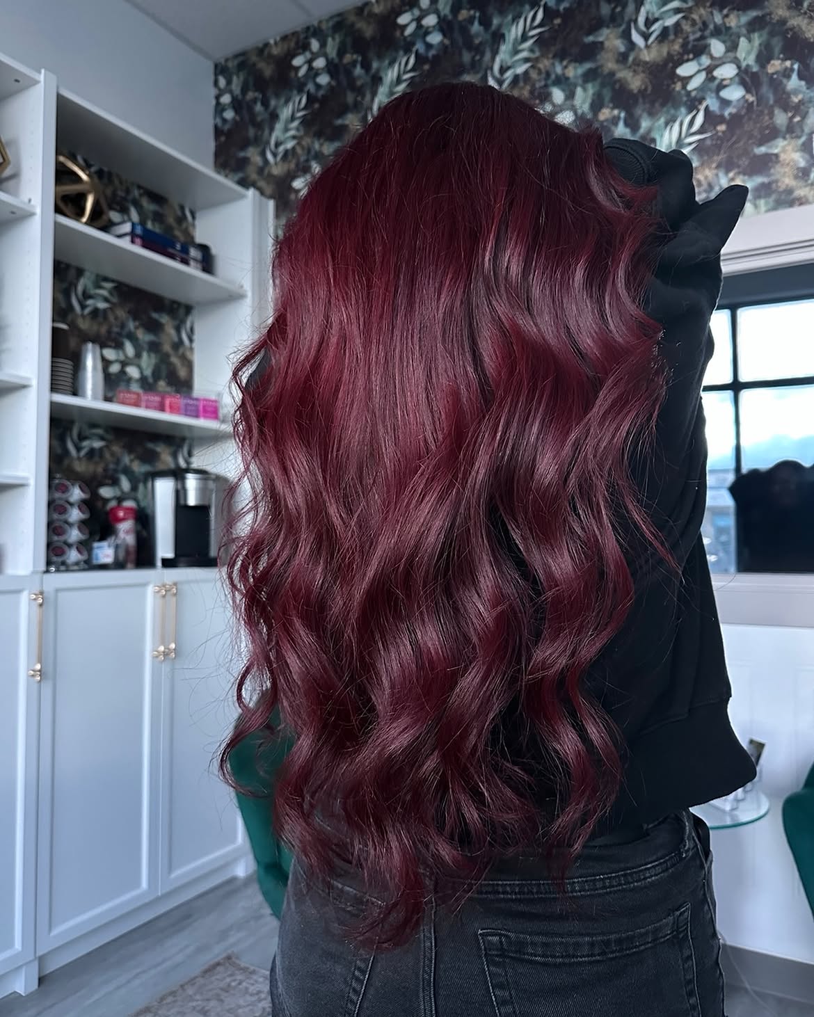 Rich Burgundy Red Long Layered Waves