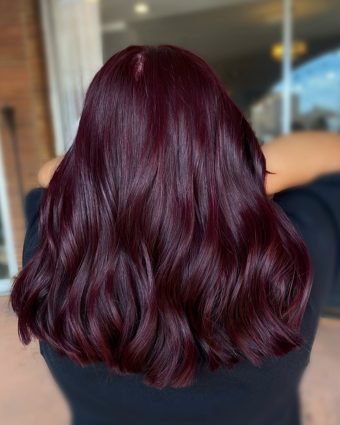 Rich Burgundy Red Long Layered Waves
