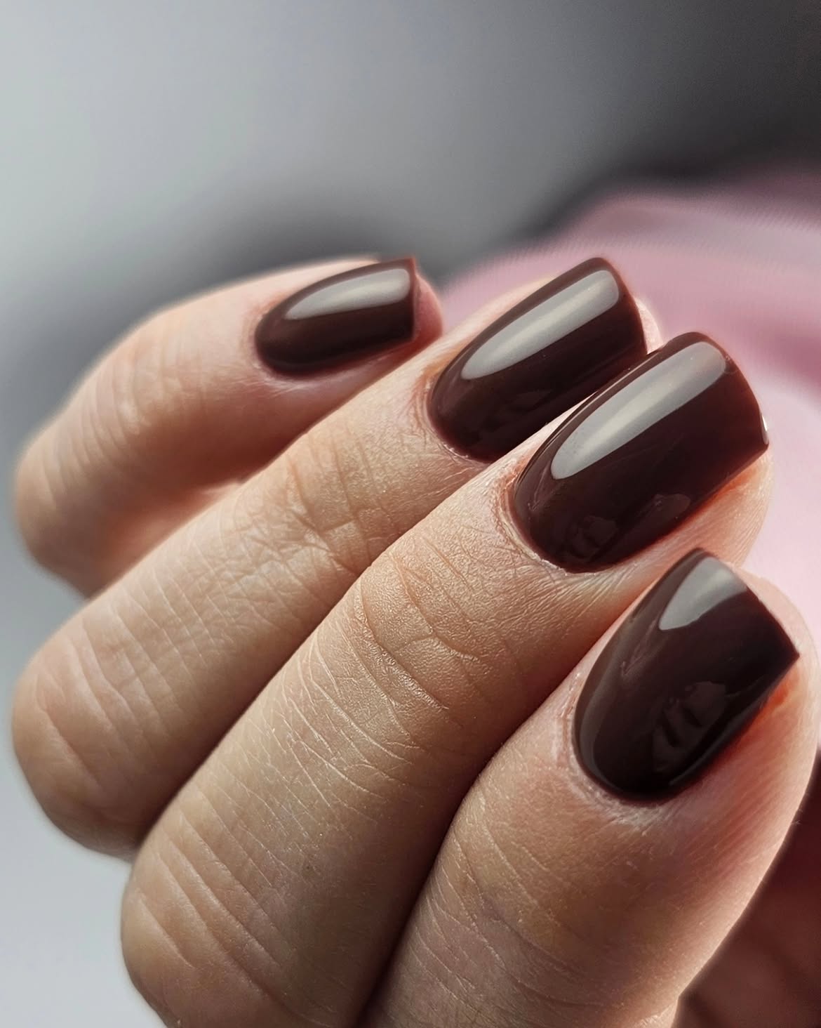 Rich Chocolate Creamy Glossy Square Nails