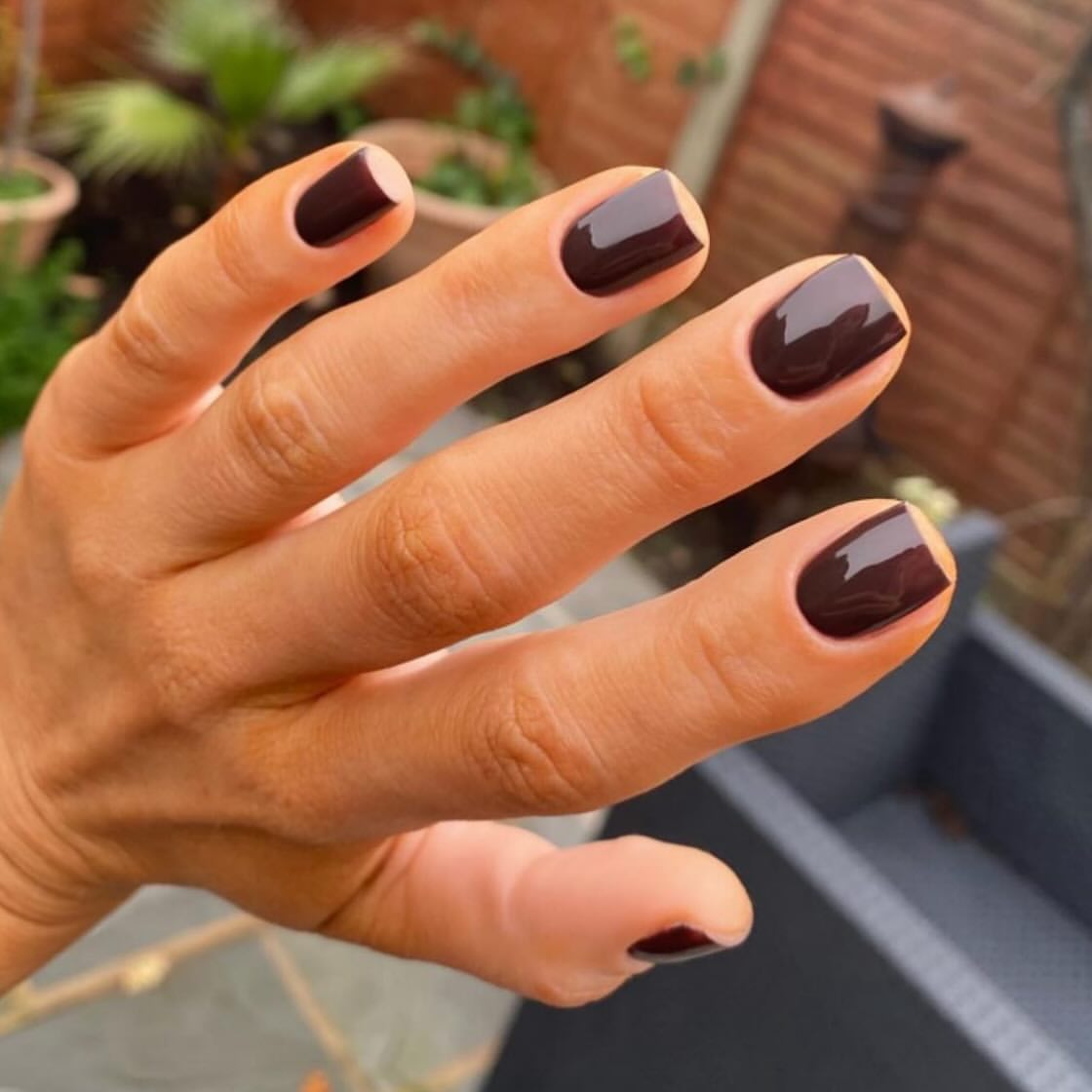 Rich Chocolate Glossy Short Squoval Nails