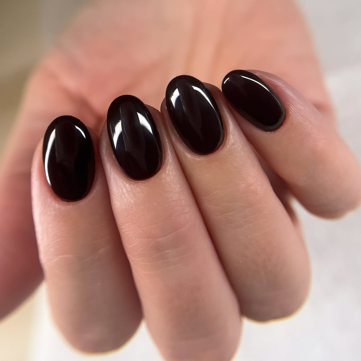 Rich Dark Chocolate Oval Glossy Nails