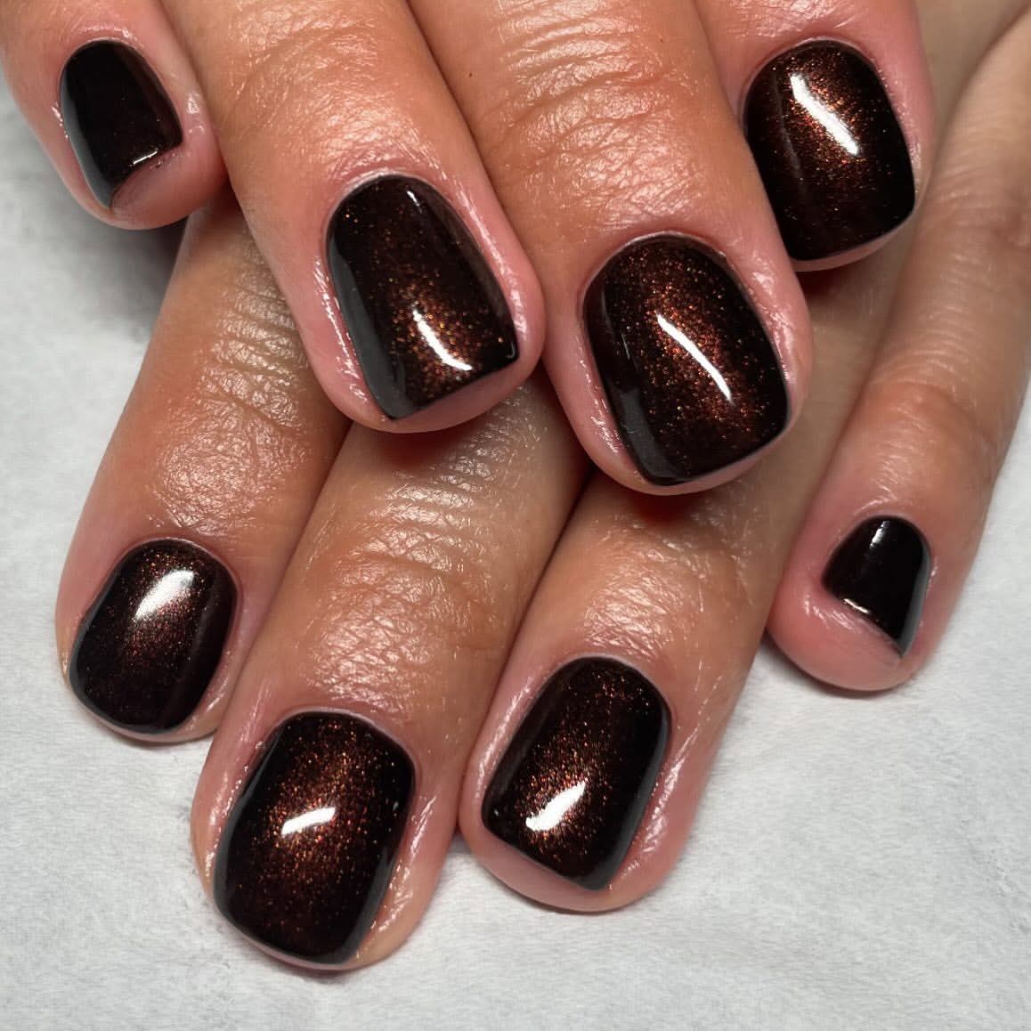 Rich Espresso Shimmer Square Nails