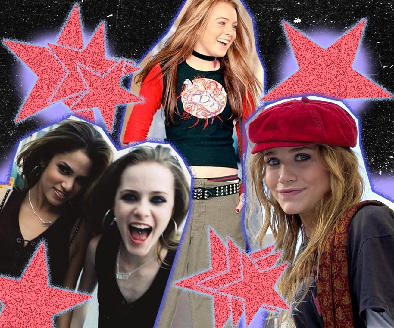 2000s-inspired layered graphic tees and studded belt 2000s-inspired layered graphic tees and studded belt — Rock Outfits