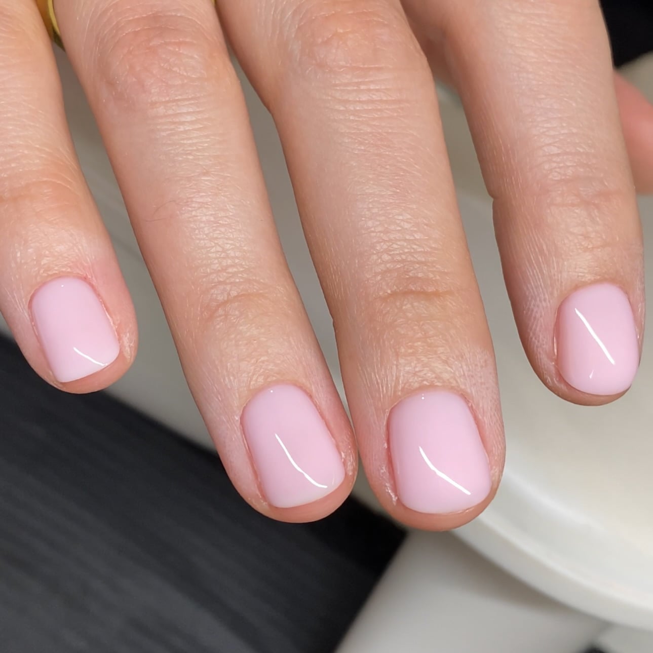 Milky Pink Classic French Short Round Nails Milky Pink Classic French Short Round Nails