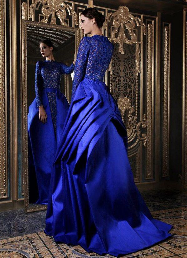 Royal blue gown with black lace top and voluminous skirt Royal blue gown with black lace top and voluminous skirt — Royal Blue Dress