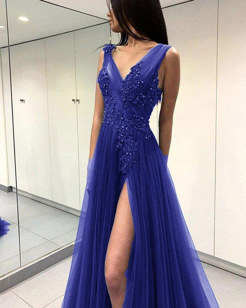 Royal blue tulle gown with lace and beading Royal blue tulle gown with lace and beading — Royal Blue Dress