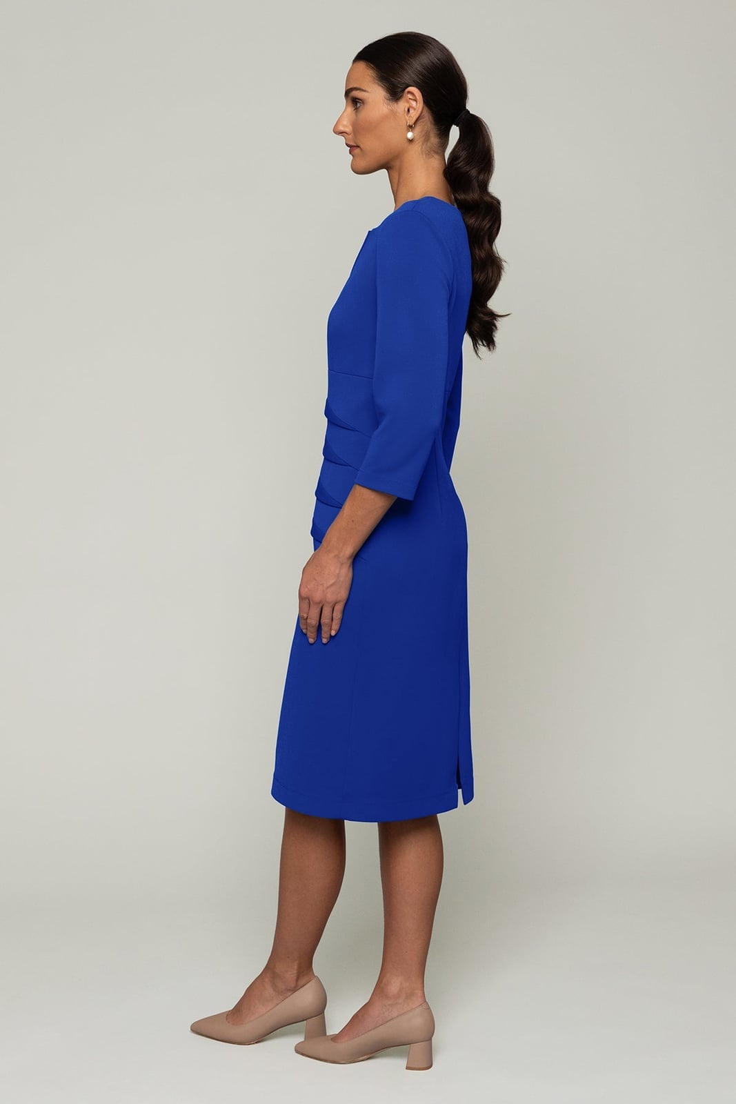 Royal blue crepe dress with ruched side detail Royal blue crepe dress with ruched side detail — Royal Blue Dress