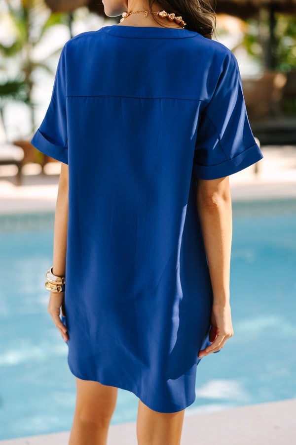 Royal blue shirt dress with cuffed short sleeves Royal blue shirt dress with cuffed short sleeves — Royal Blue Dress