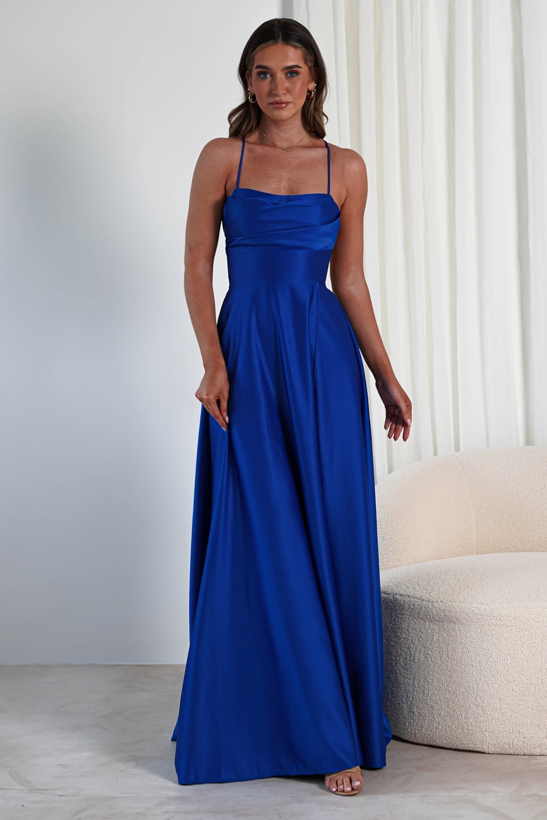 Minimalist royal blue satin slip dress Minimalist royal blue satin slip dress — Royal Blue Dress