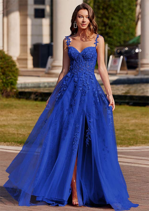 Strapless royal blue lace dress with high slit Strapless royal blue lace dress with high slit — Royal Blue Dress