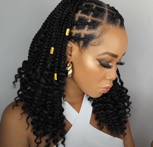 Shoulder Length Braids With Curls and Beads Shoulder Length Braids With Curls and Beads — Rubber Bands Hairstyles