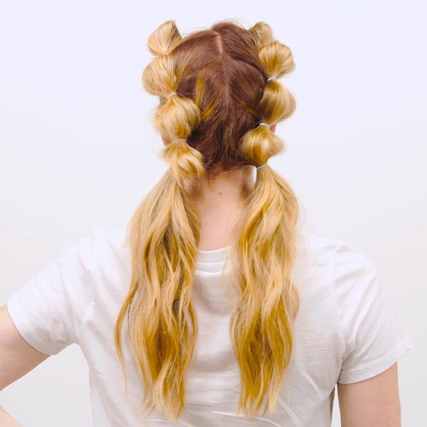 Bubble Pigtails With Blue Rubber Bands Bubble Pigtails With Blue Rubber Bands — Rubber Bands Hairstyles