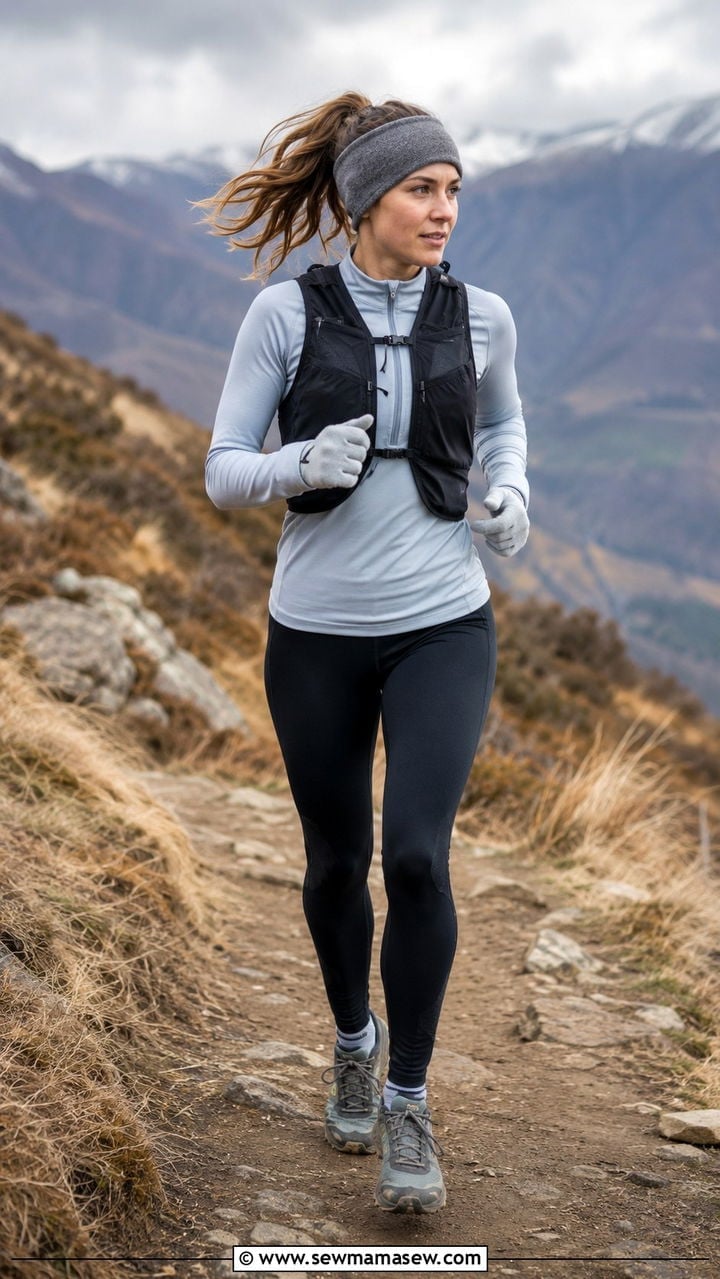 Puffer Vest And Headband For Trail Running, Fitted Leggings Puffer Vest And Headband For Trail Running, Fitted Leggings — Running Outfits