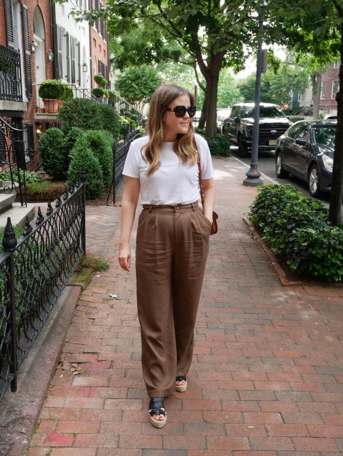 Wide Leg Trousers With Espadrille Wedge Sandals Wide Leg Trousers With Espadrille Wedge Sandals — Sandals Outfits
