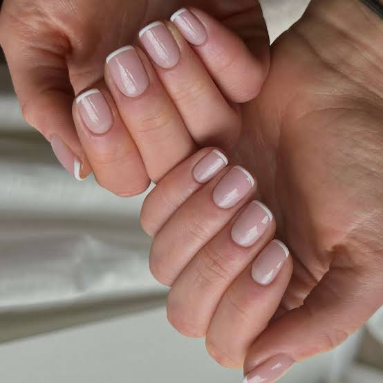 Short Square Classic White French Tips Short Square Classic White French Tips — School Nails