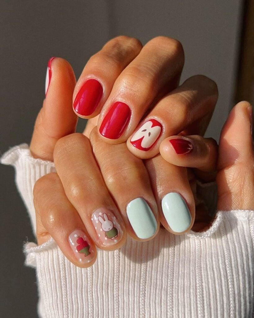 Short Square Cute Character Nails Short Square Cute Character Nails — School Nails