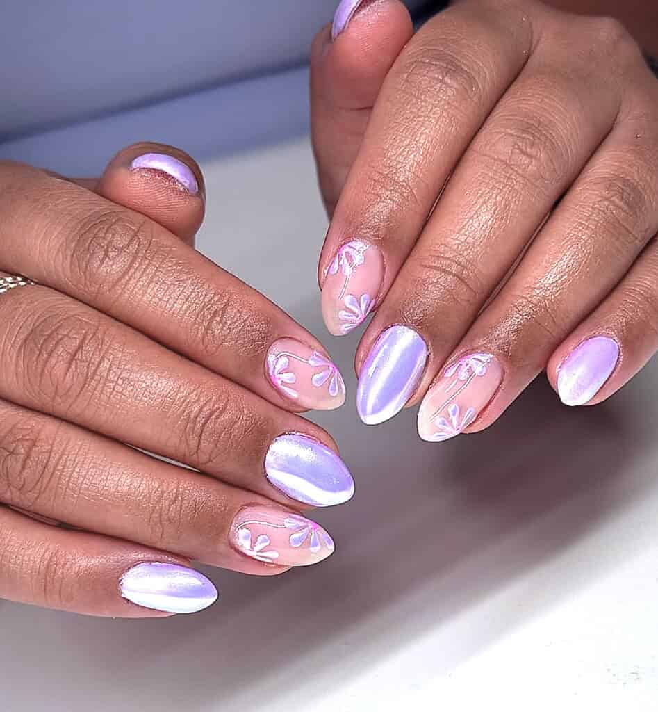 Short Oval Iridescent Lilac Nails Short Oval Iridescent Lilac Nails — School Nails