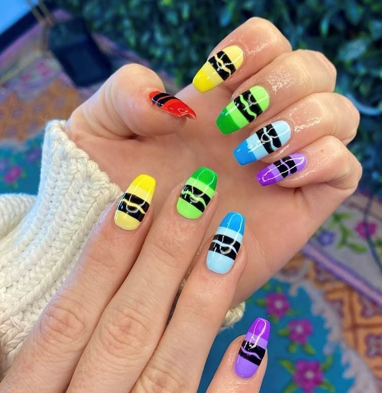 Medium Square Bright Pencil Nails Medium Square Bright Pencil Nails — School Nails