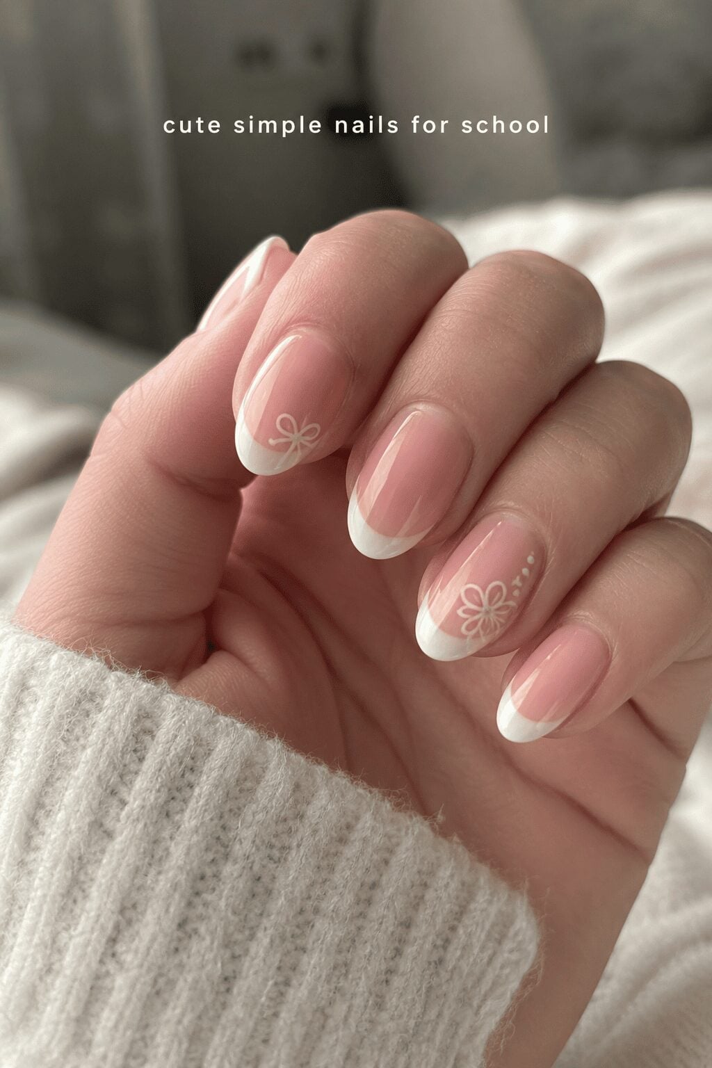 Short Almond Classic French Tip Nails Short Almond Classic French Tip Nails — School Nails