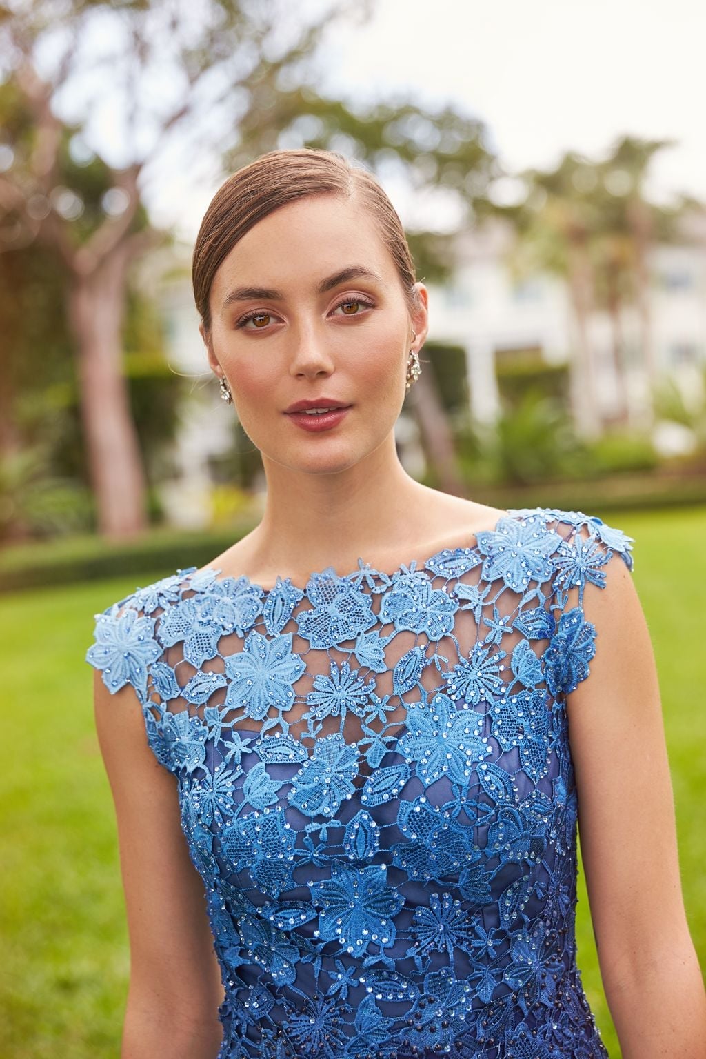 Blue Lace Overlay Cap Sleeve Dress Blue Lace Overlay Cap Sleeve Dress — Semi Formal Dresses