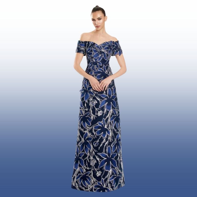 Dark Blue Off-the-Shoulder A-Line Dress Dark Blue Off-the-Shoulder A-Line Dress — Semi Formal Dresses