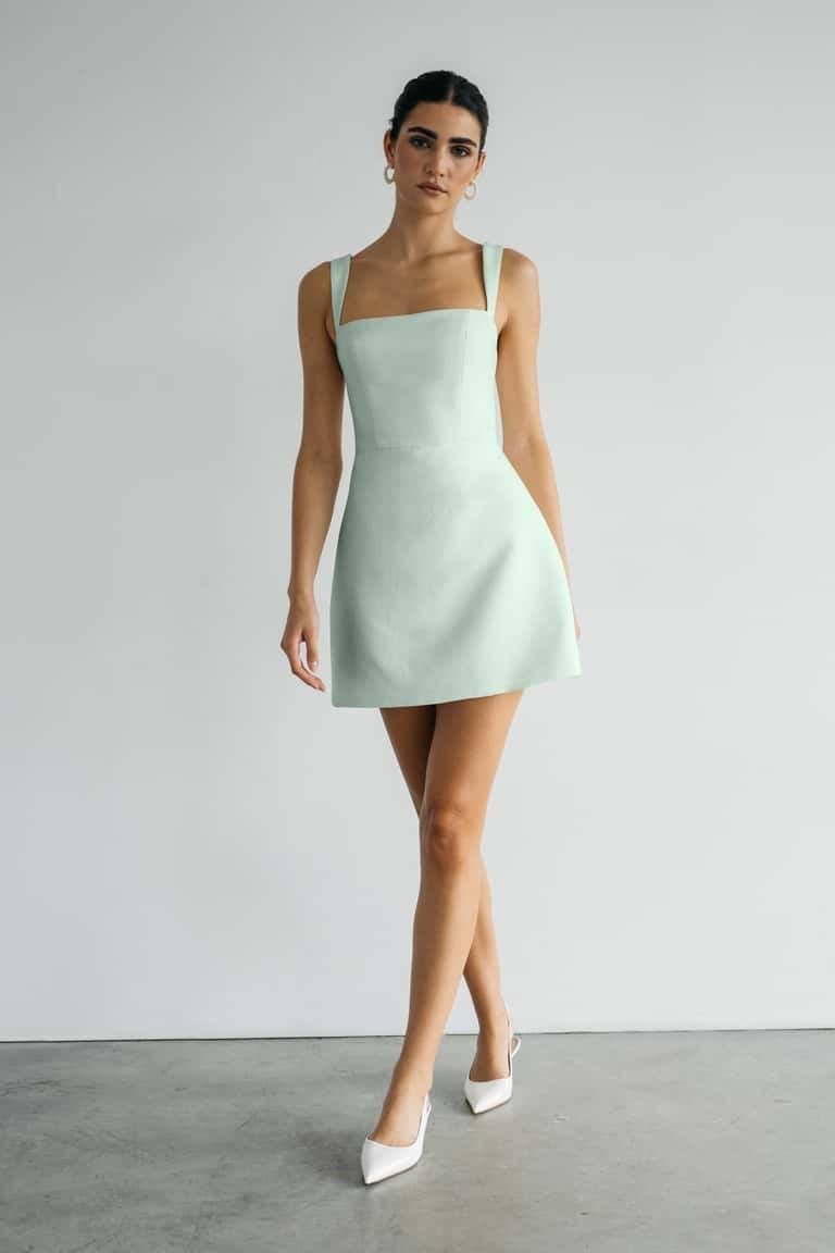 Light Mint Green A-line Mini Dress Light Mint Green A-line Mini Dress — Semi Formal Outfits