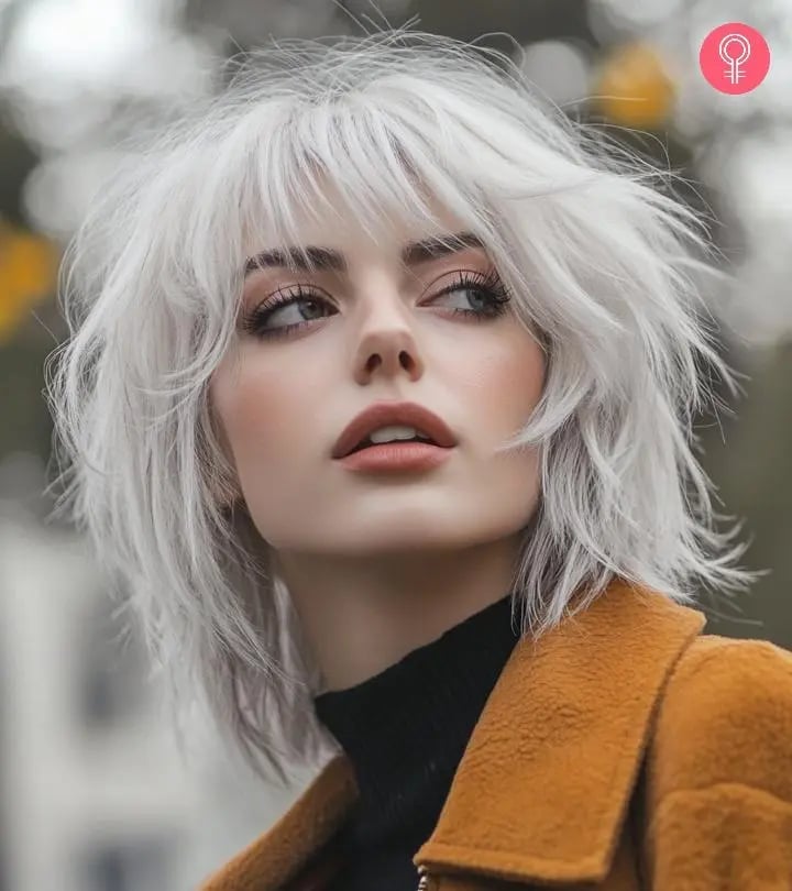 Platinum Blonde Shag With Extreme Texture Platinum Blonde Shag With Extreme Texture — Shag Haircut