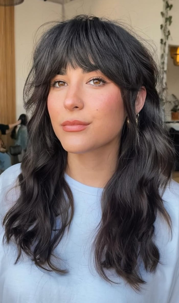 Collarbone Length Shag With Wispy Fringe Collarbone Length Shag With Wispy Fringe — Shag Haircut