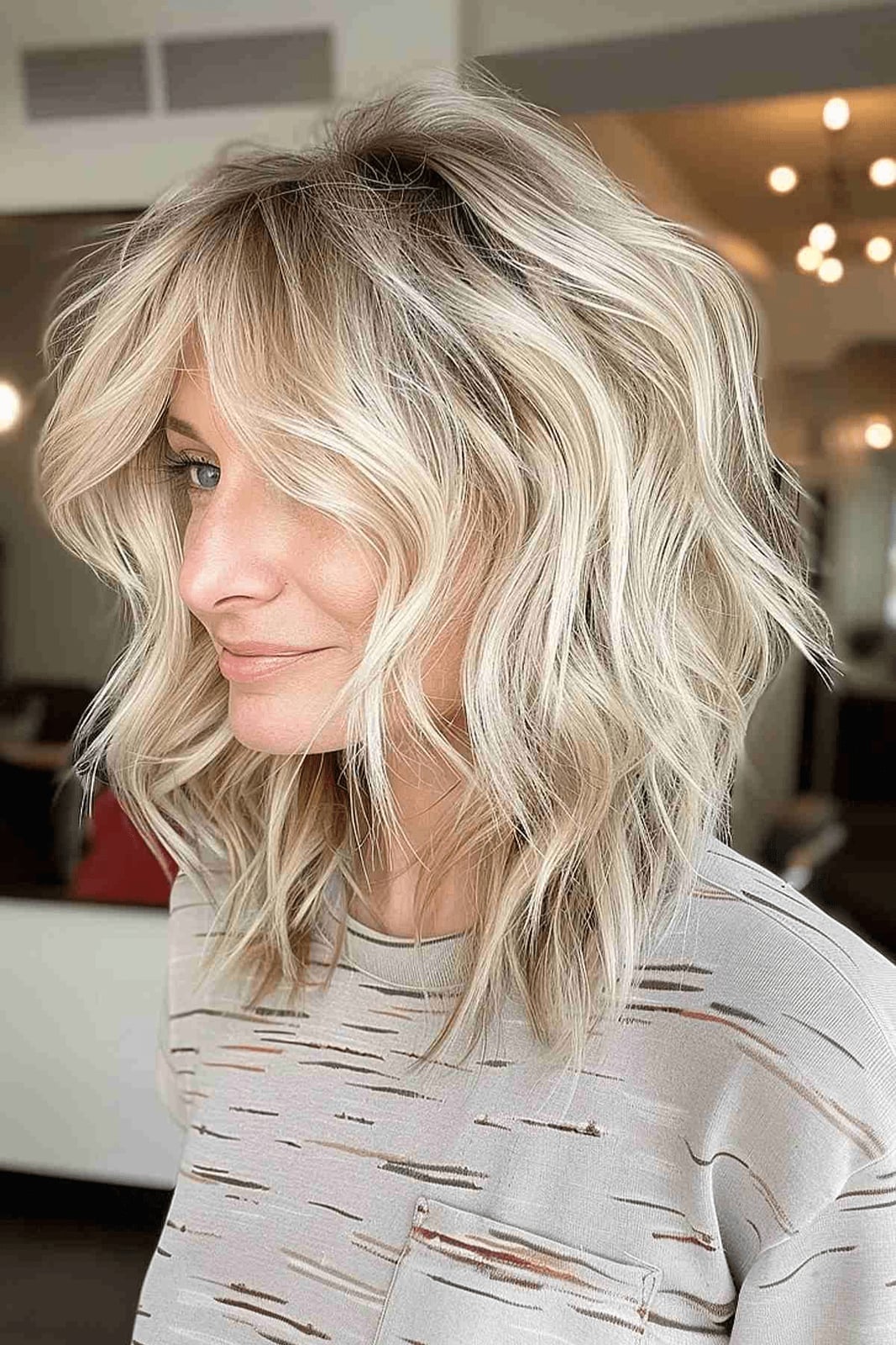 Ash Blonde Shag With Darker Roots and Waves Ash Blonde Shag With Darker Roots and Waves — Shag Haircut