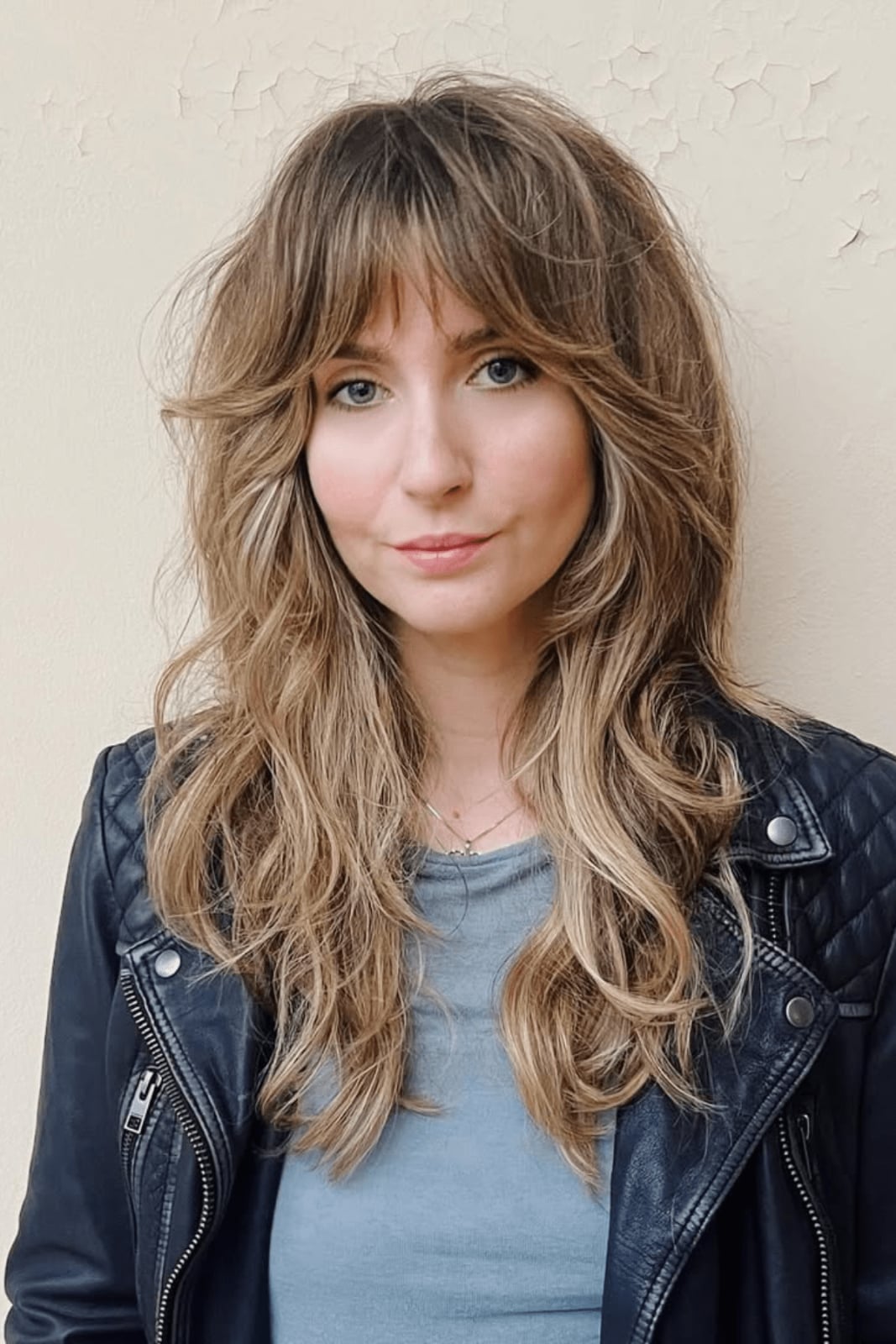 Long Light Brown Shag With Curtain Bangs Long Light Brown Shag With Curtain Bangs — Shag Haircut