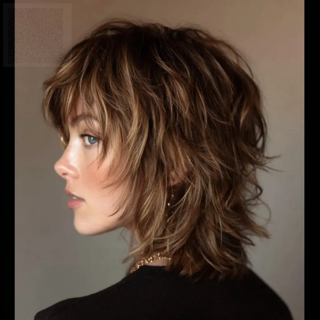 Medium Brown Shag With Curtain Bangs Medium Brown Shag With Curtain Bangs — Shag Haircut