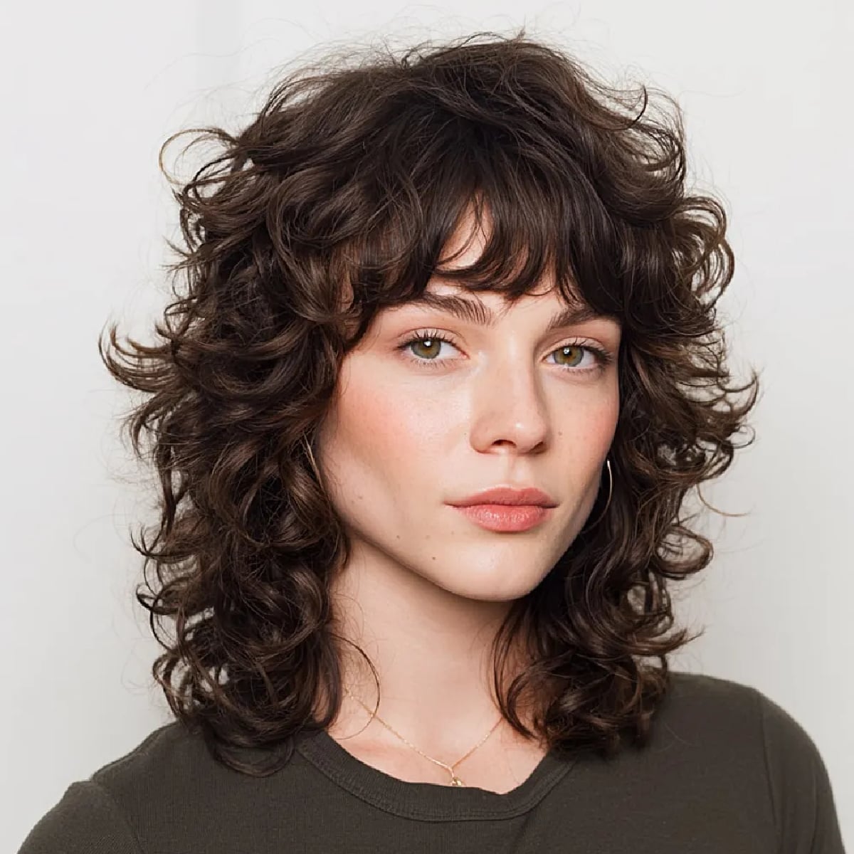 Collarbone Shag With Voluminous Curls And Curtain Bangs Collarbone Shag With Voluminous Curls And Curtain Bangs — Shag Hairstyles