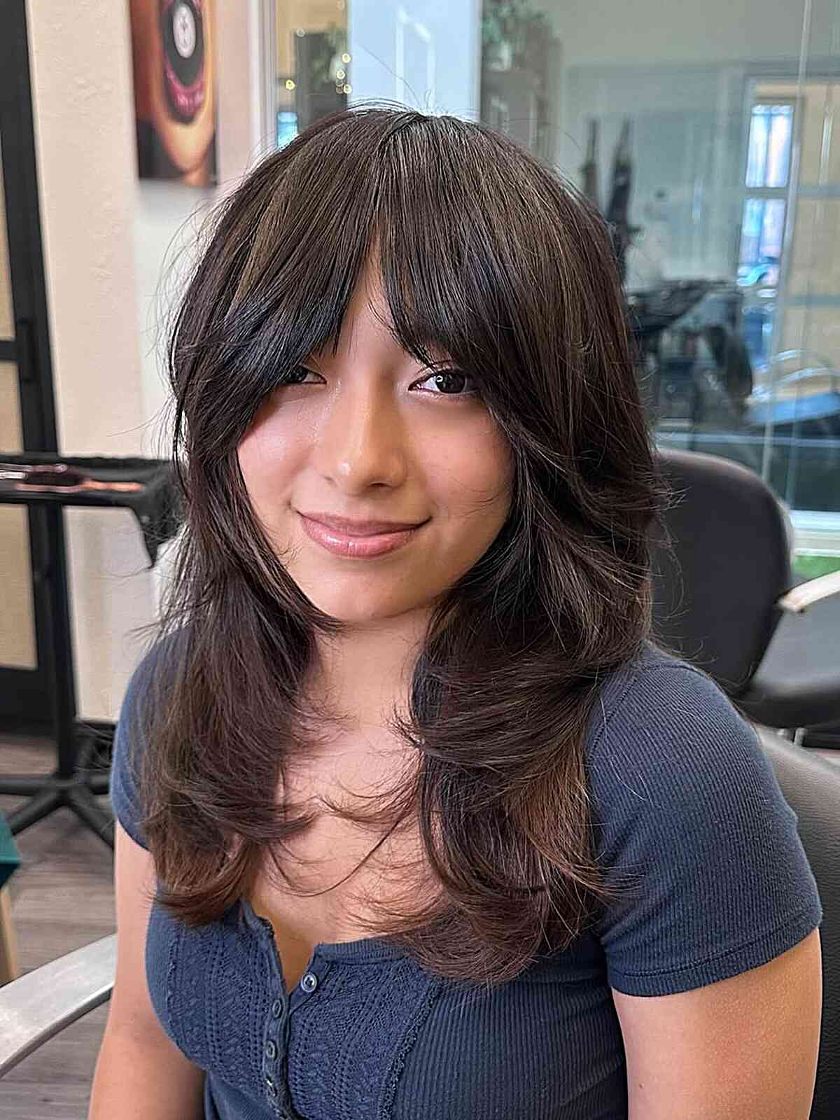Shoulder Length Shag With Shaggy Bangs Shoulder Length Shag With Shaggy Bangs — Shag Hairstyles