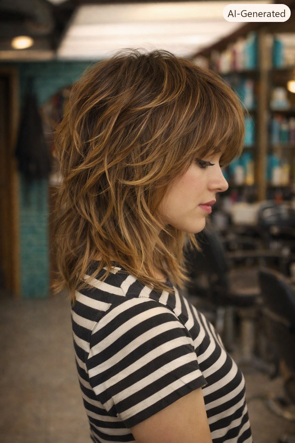Collarbone Medium Brown Shag With Textured Layers Collarbone Medium Brown Shag With Textured Layers — Shag Hairstyles