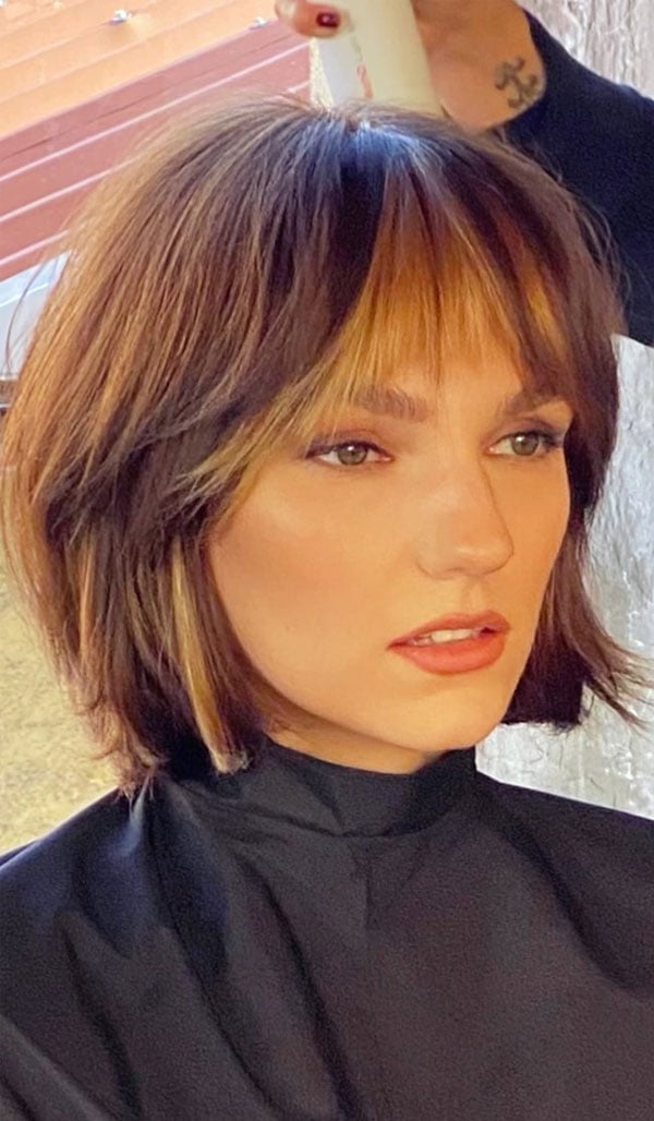 Dark Brown Shaggy Bob With Face-Framing Dark Brown Shaggy Bob With Face-Framing